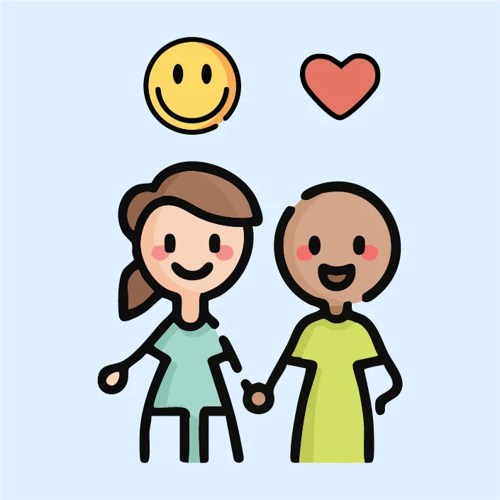 Heart and smile icons representing empathy and emotional growth in the kids rescue game.